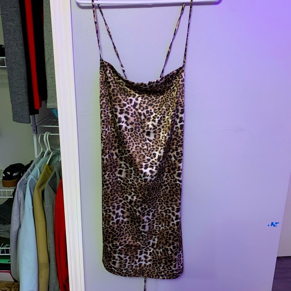 Leopard lace up back dress from Garage